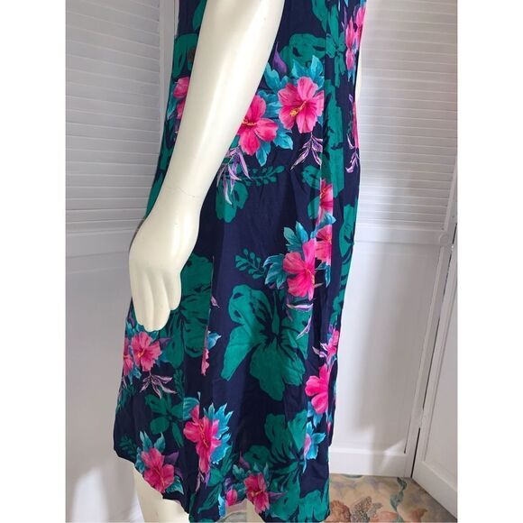 Vintage Erika Button Down Dress Cut Out Sleeveless Collar Pink Blue - Picture 9 of 15